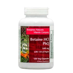 Bluegrass Naturals Betaine HCl PhQ Supplement Bottle